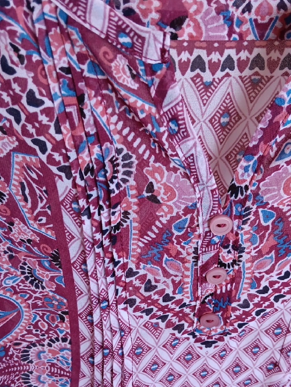 Style & Co. Pink and Purple Paisley V-Neck Tunic Top 2x - Picture 3 of 4